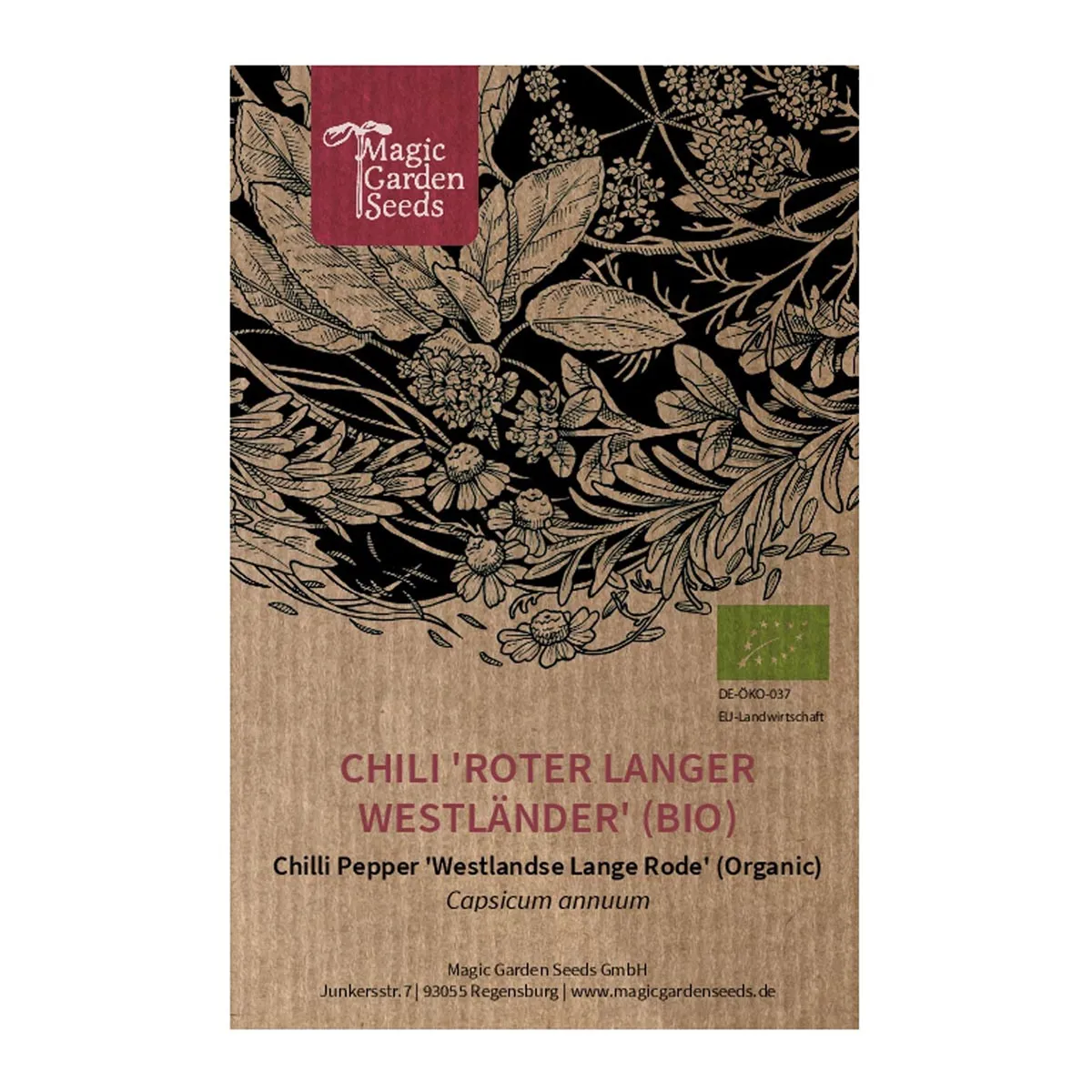 Chili 'Roter Langer Westländer' (Capsicum annuum) Bio Saatgut