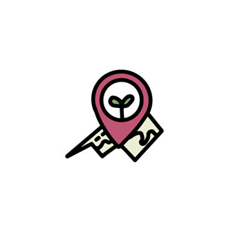 Repère avec une pousse sur une carte, symbole de la production régionale à Ratisbonne
