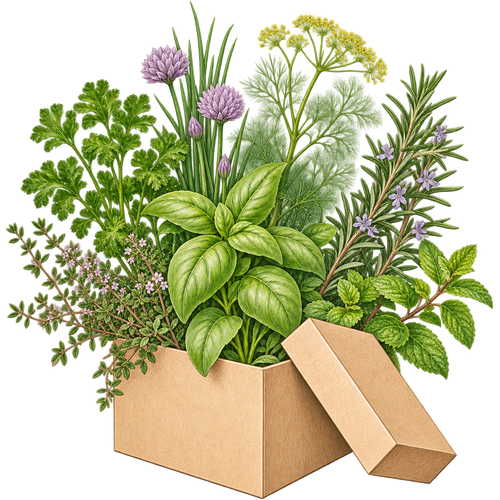 Coffrets d'herbes de cuisine