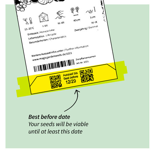 Graphique : date limite de semis sur le sachet, vos graines restent aptes à germer au moins jusqu’à cette date