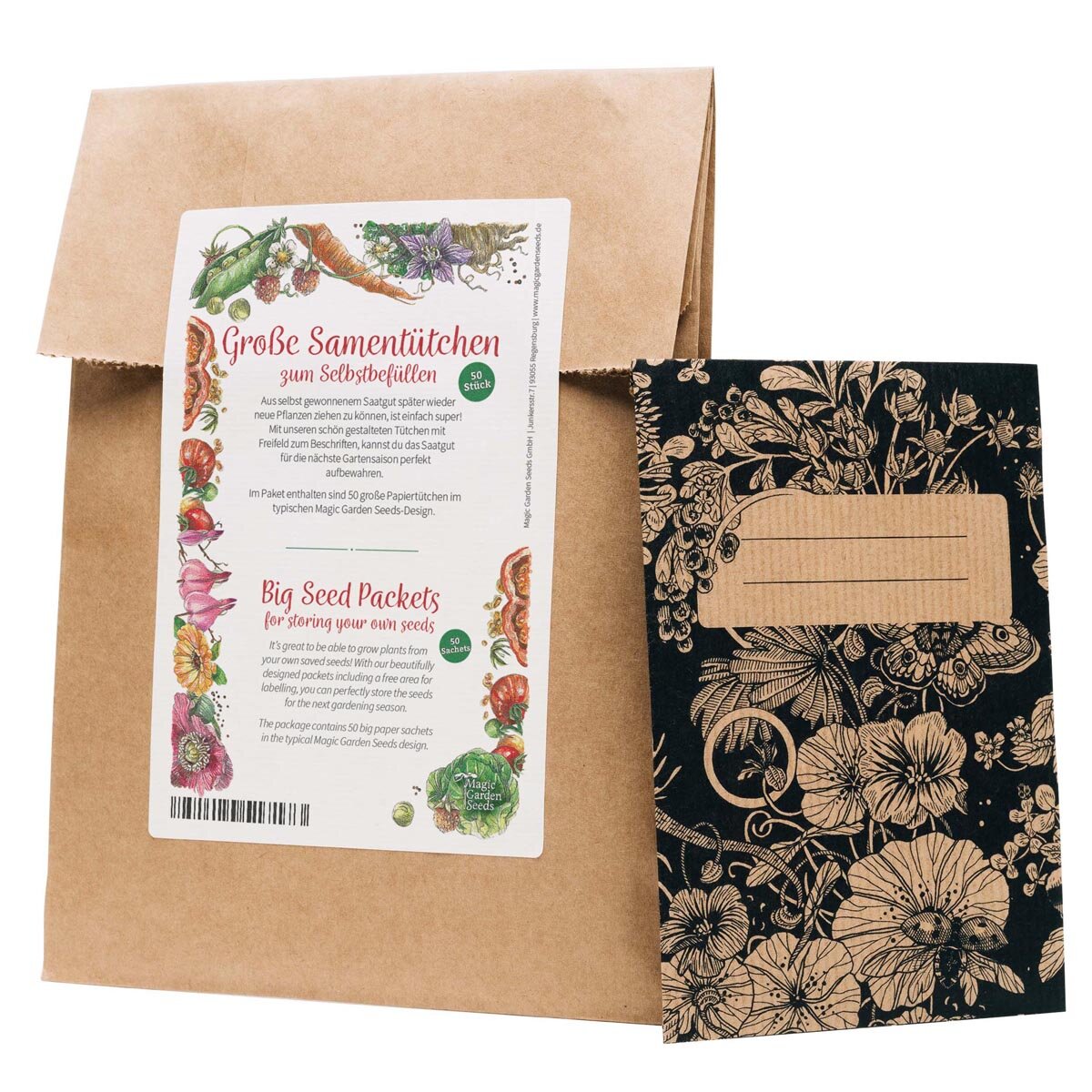 Kit De Rangement Pour Graines - 1 Pochette Cuir Bleue + 50 Sachets - Organisation Parfaite Pour Jardiniers Et Collectionneurs