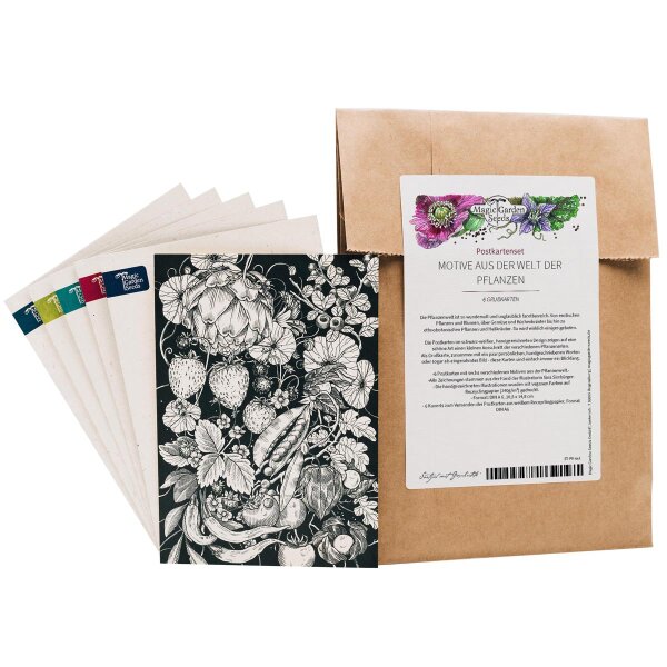 Coffret de cartes de voeux - Magic Garden Seeds Highlights - 6 cartes postales avec nos 6 plus beaux motifs dessinés à la main et enveloppes assorties