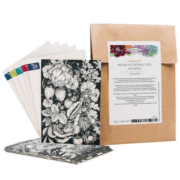Coffret de cartes de vœux - Magic Garden Seeds Highlights - 6 x 3 cartes postales avec nos 6 plus beaux motifs dessinés à la main et enveloppes assorties.