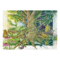 Postcard: THE MAGICAL GARDEN - hand-painted illustration,...